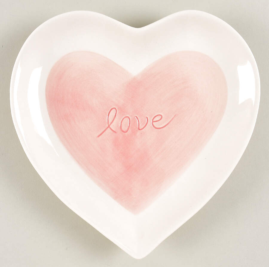 Watercolor Heart 7" Heart Plate by Pottery Barn China-1