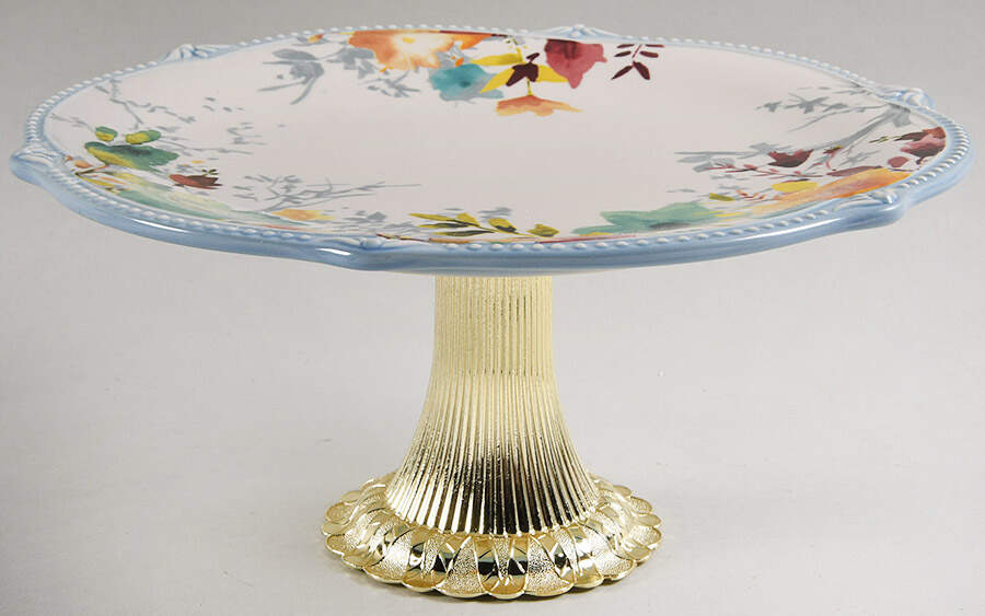 Willow Cake Stand with 4"-5" Metal Pedestal  Hc by Pioneer Woman-1