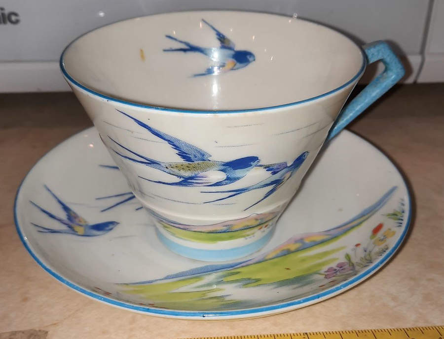 Blue Bird Flat Cup & Saucer Set by Paragon-1