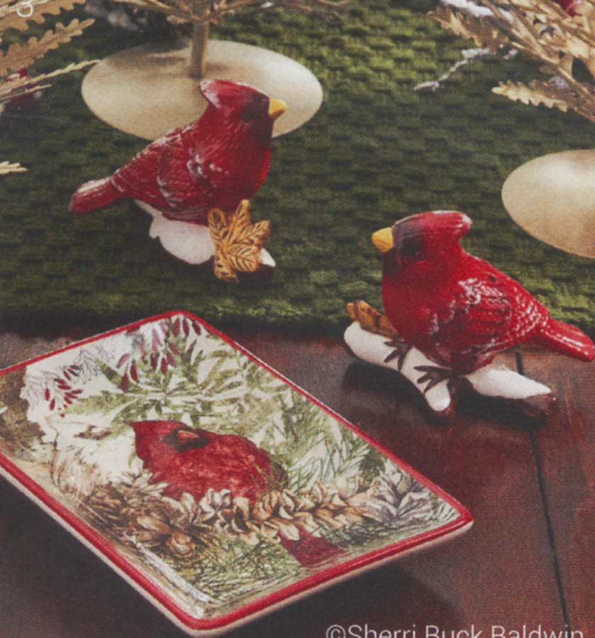 Cardinal (Red Trim) Figural Salt & Pepper Set by Park Designs-1