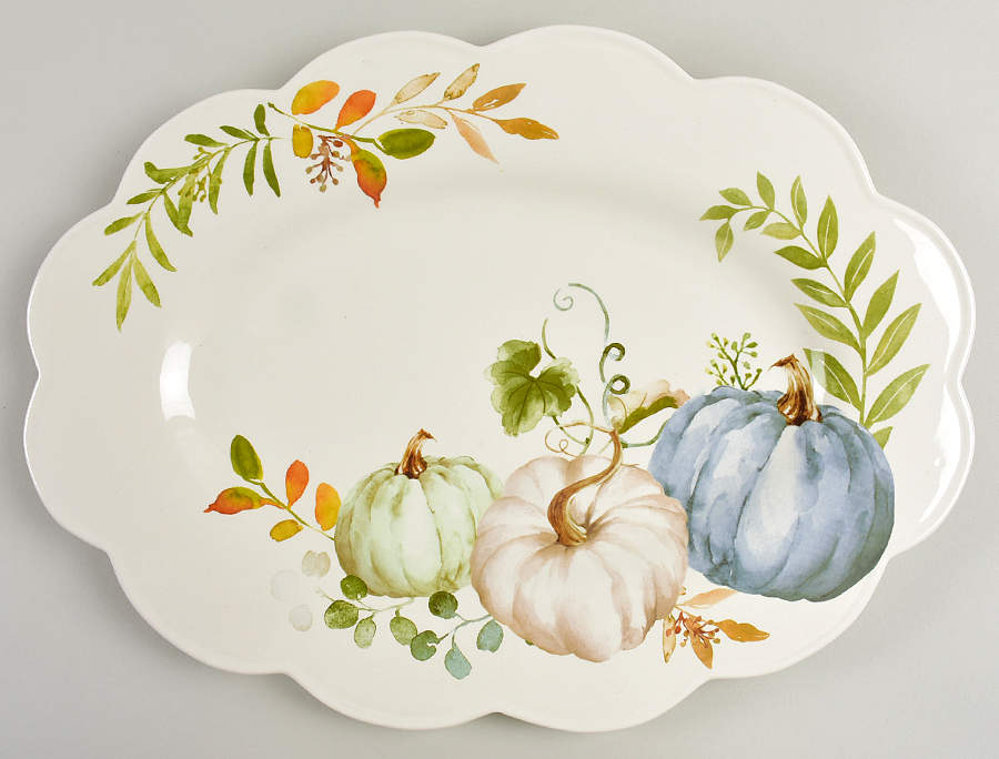Blue Harvest 16" Oval Serving Platter by Potter's Studio-1
