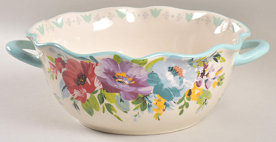 Sweet Romance 10" Handled Round Serving Bowl by Pioneer Woman-1