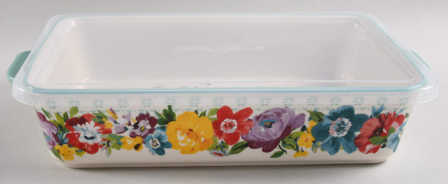 Sweet Romance 13" Rectangular Baker w/Plastic Lid by Pioneer Woman-1