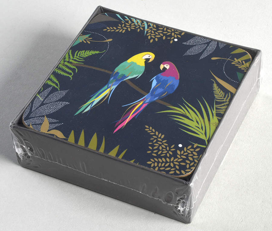 Parrot Square Corkback Coaster - Set of 6 by Pimpernel International-1