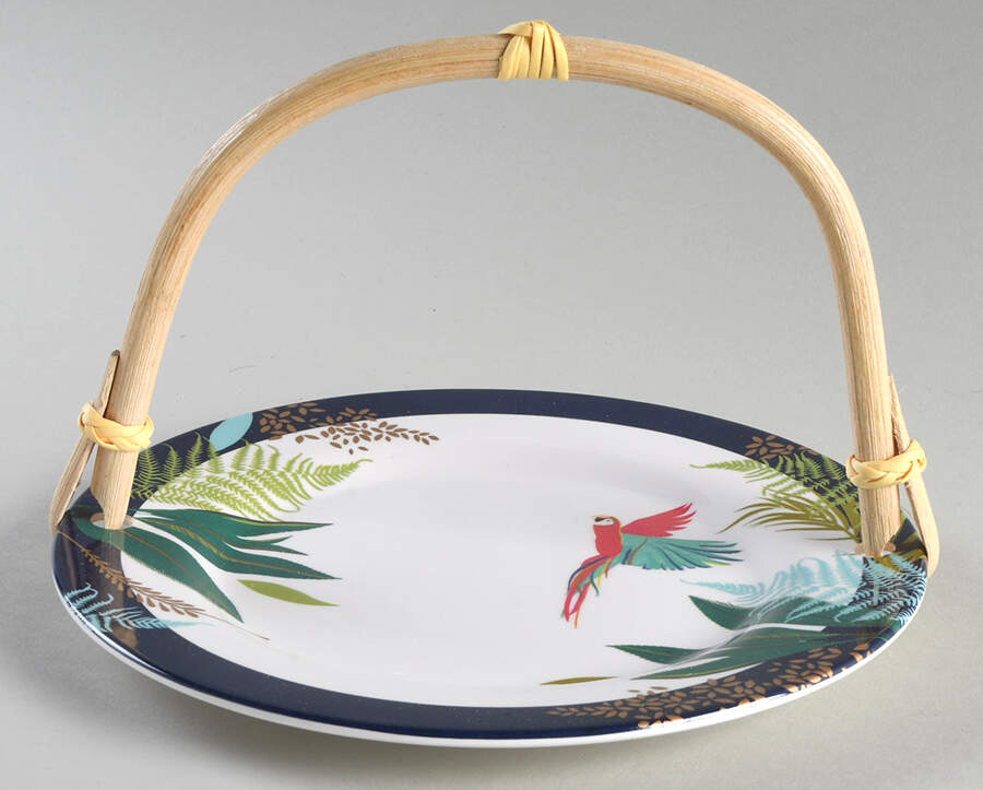 Parrot 5 3/8"-5 5/8" Bamboo Handled Serving Plate  HC by Pimpernel International-1