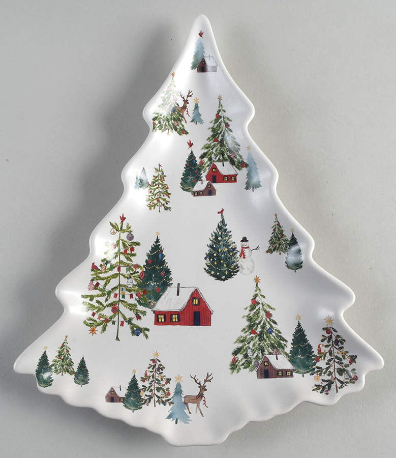 Christmas in the Country Figural Cookie Platter by Pottery Barn China-1