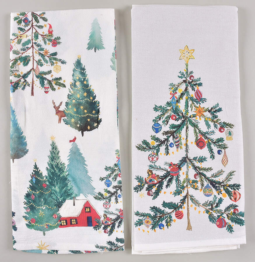 Christmas in the Country Cloth Kitchen Towel (Set of Motifs 1 & 2) by Pottery Barn China-1