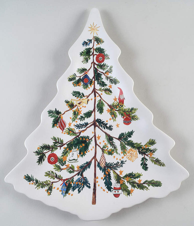 Christmas in the Country 16" Christmas Tree Platter by Pottery Barn China-1
