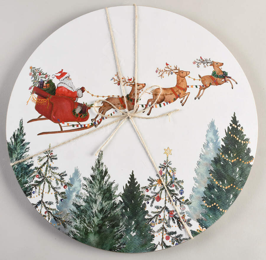 Christmas in the Country Round Corkboard Placemat - Set of 4 by Pottery Barn China-1