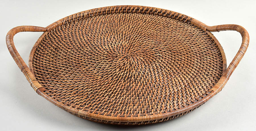 Woven Selections 17" Wicker Round Tray by Pampered Chef-1