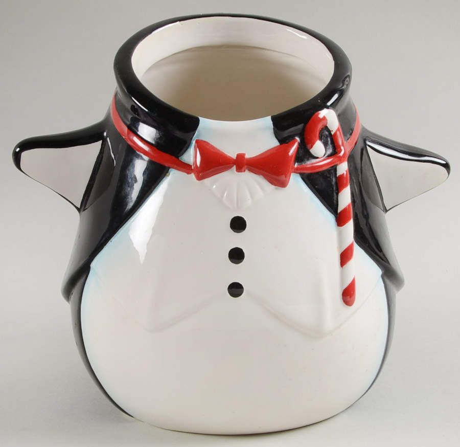 Christmas Penguin Figural Cookie Jar No Lid by Pier 1-1