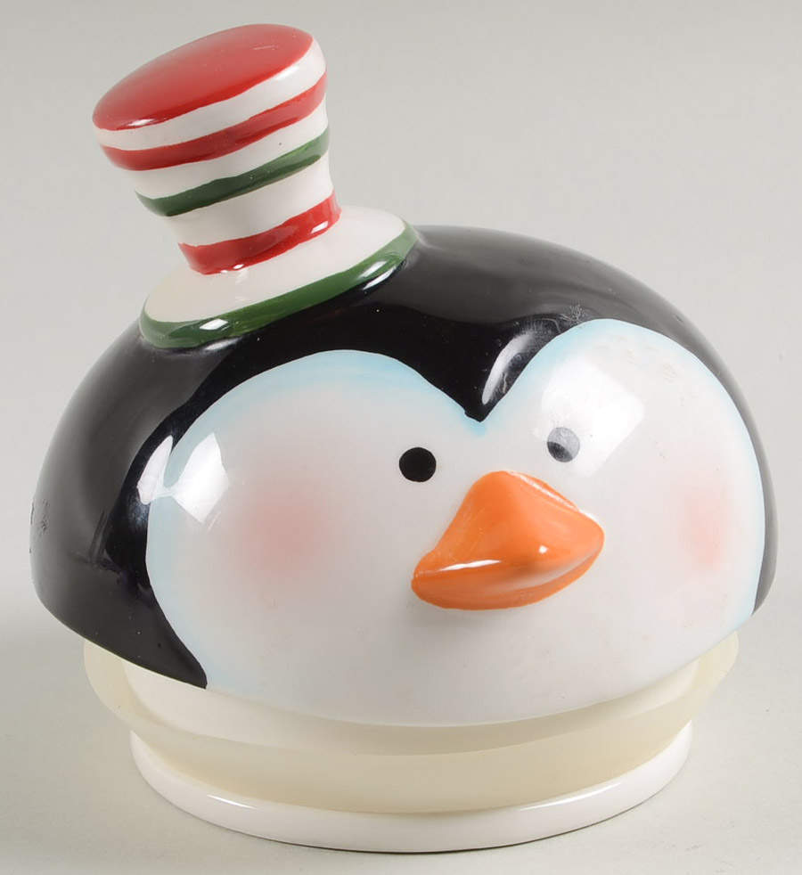 Christmas Penguin Lid for Figural Cookie Jar by Pier 1-1