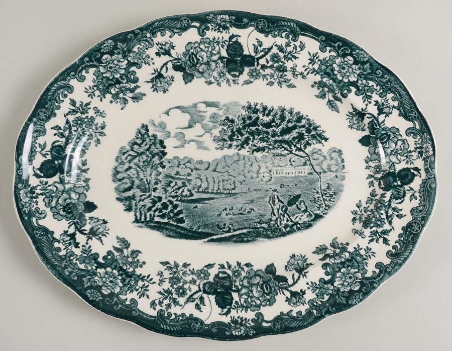 Avon Scenes Black 12" Oval Serving Platter by Palissy-1
