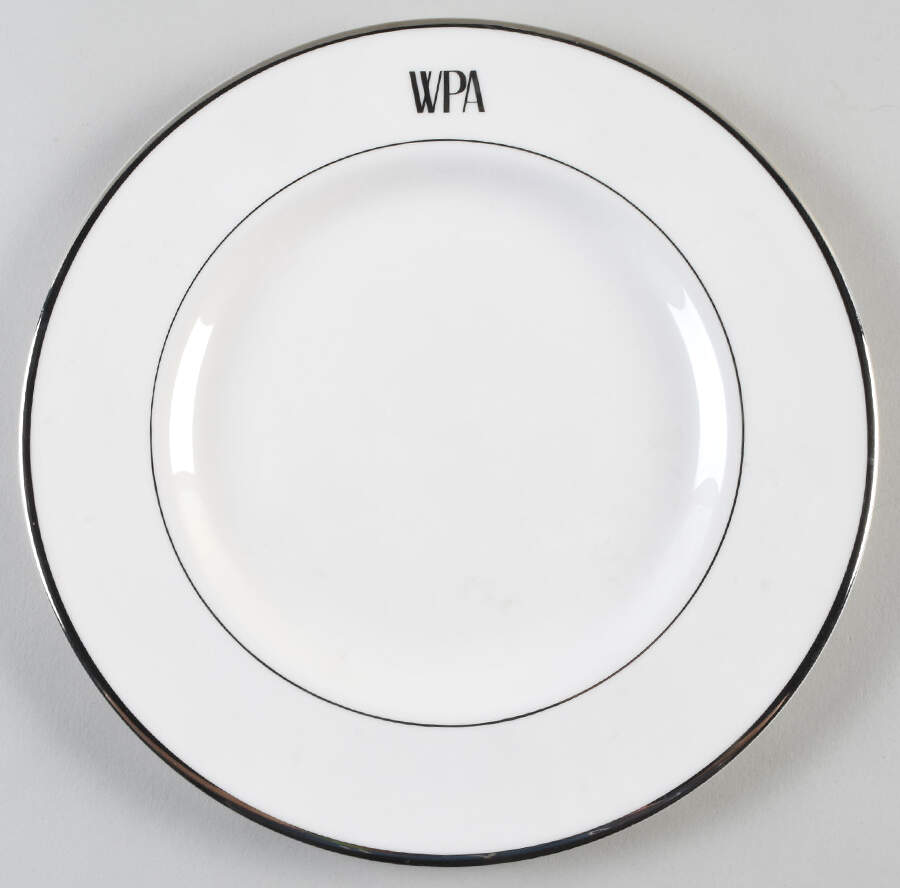 Signature (Platinum Trim, Monograms, White Body) Dinner Plate by Pickard-1