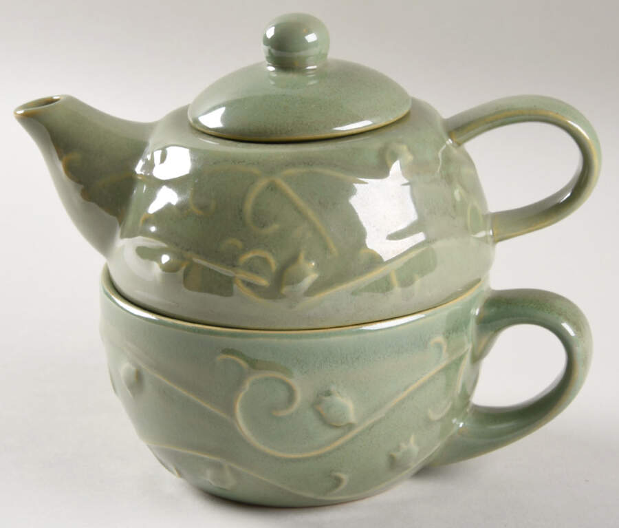 PER199 Individual Teapot & Lid with Cup by Pier 1-1