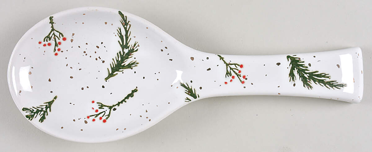 Red Gold Berry Spoon Rest/Holder (Holds 1 Spoon) by Potter's Studio-1