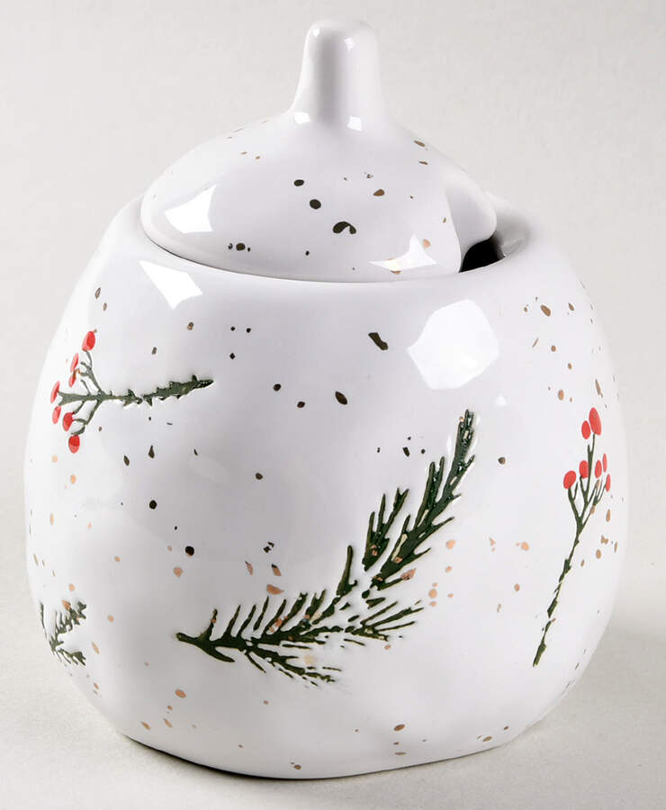 Red Gold Berry Sugar Bowl & Lid by Potter's Studio-1