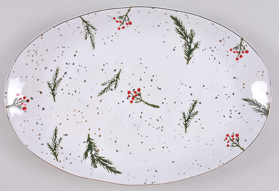 Red Gold Berry 12" Oval Serving Platter by Potter's Studio-1