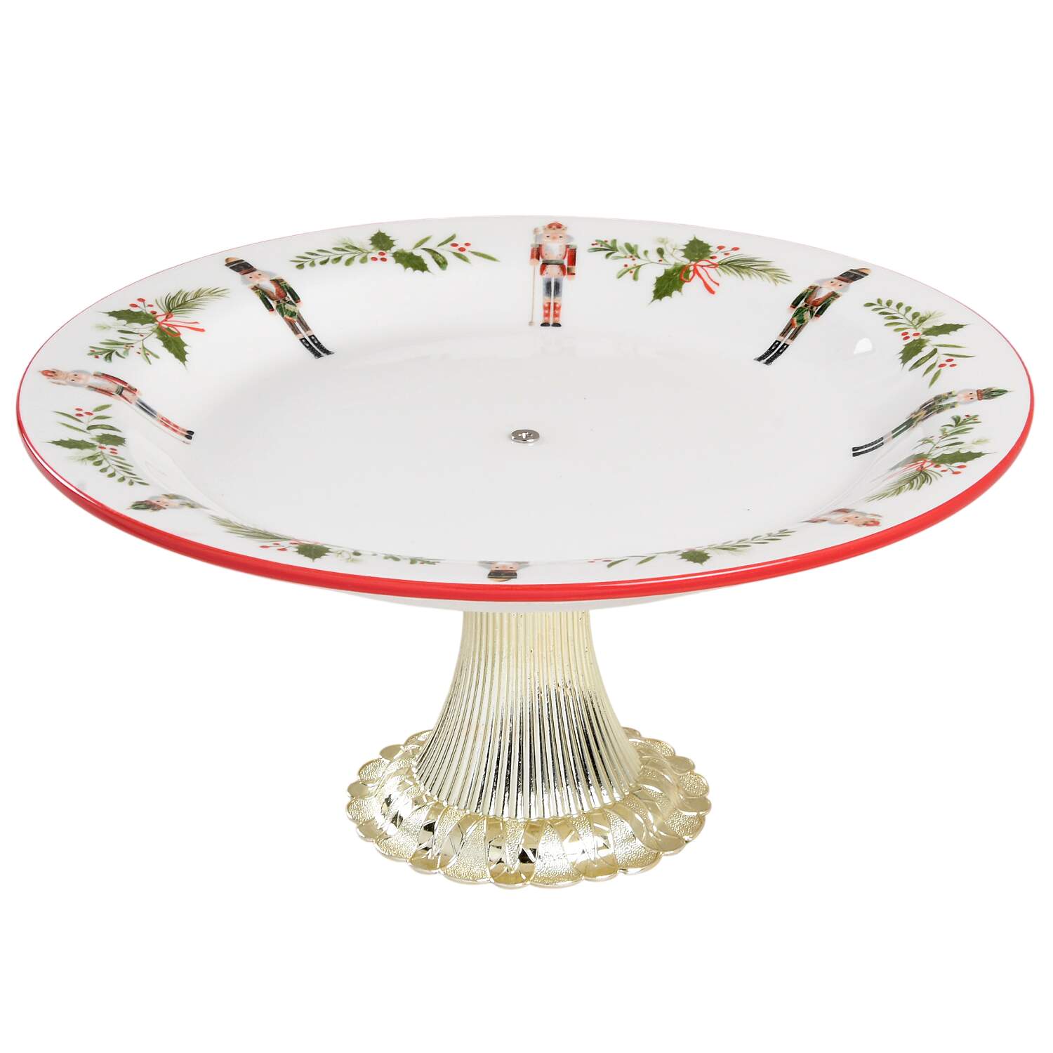 Nutcracker Cake Stand with 4"-5" Metal Pedestal  Hc by Potter's Studio-1
