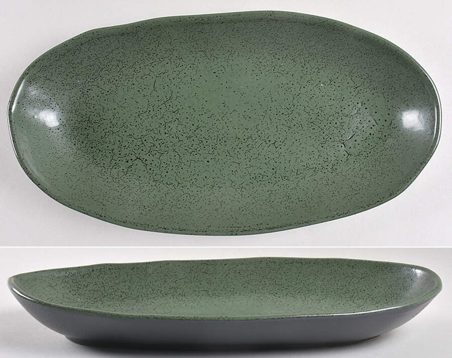 Greenery 12" Deep Oval Serving Platter by Porto Brasil-1