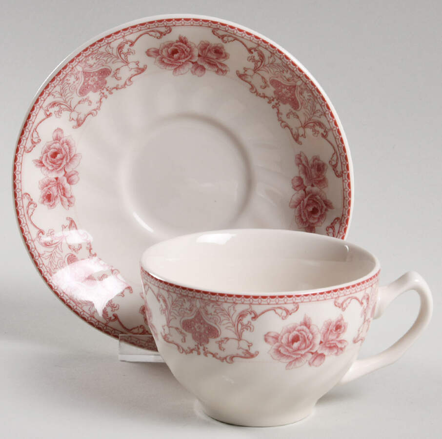 Rose Pink Flat Cup & Saucer Set by Palate & Plate-1