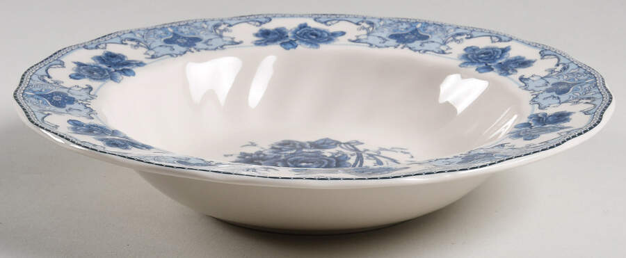 Rose Blue Rim Soup Bowl by Palate & Plate-1