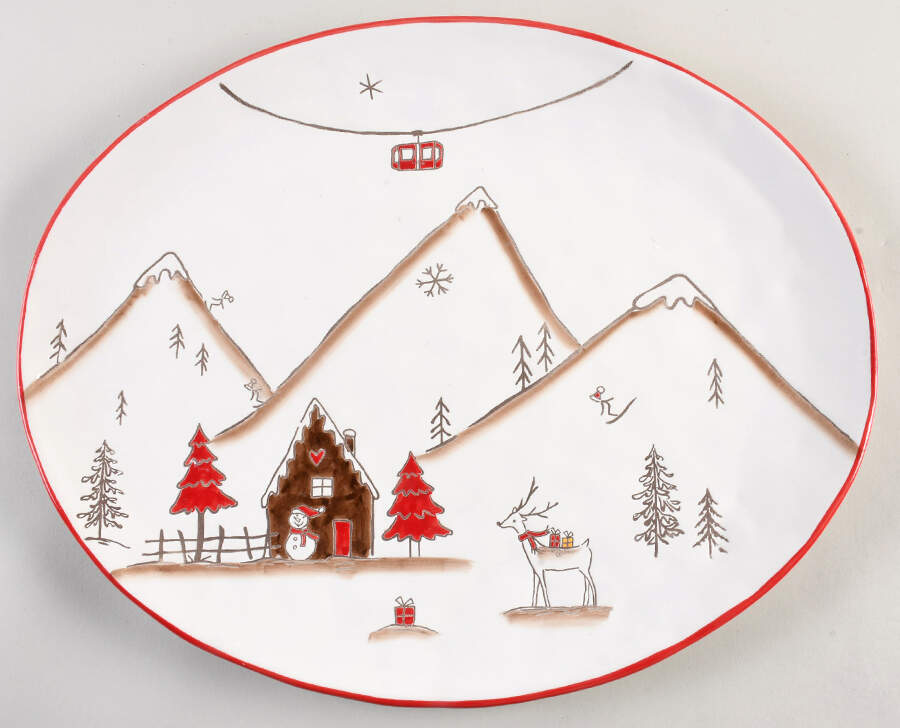 Ski Village 15" Oval Serving Platter by Potter's Studio-1