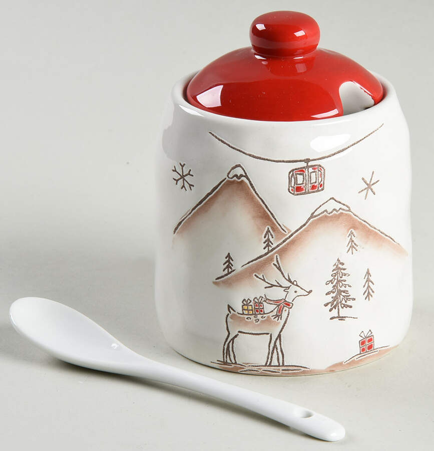 Ski Village Sugar Bowl & Lid W/Spoon by Potter's Studio-1