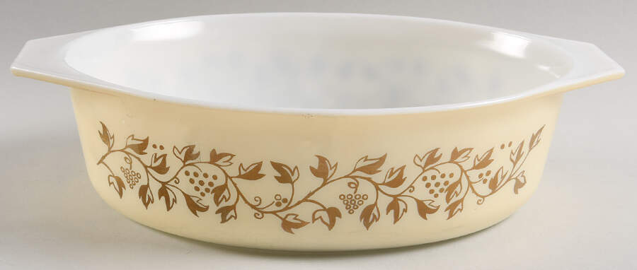 Golden Casserole 2.5 Quart Oval Covered Casserole No Lid by Pyrex-1