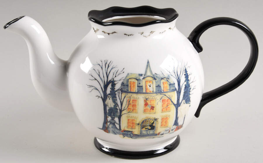 Midnight Haunted House Teapot No Lid by Potter's Studio-1