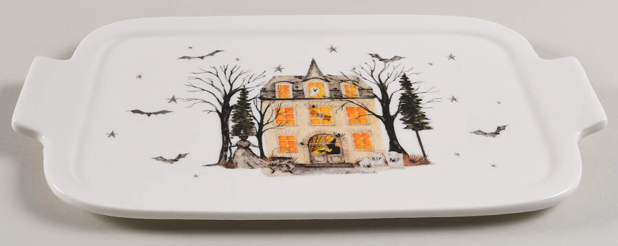 Midnight Haunted House Lid for Rectangular Baker by Potter's Studio-1
