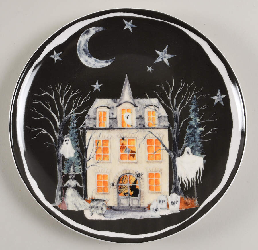 Midnight Haunted House Salad Plate by Potter's Studio-1