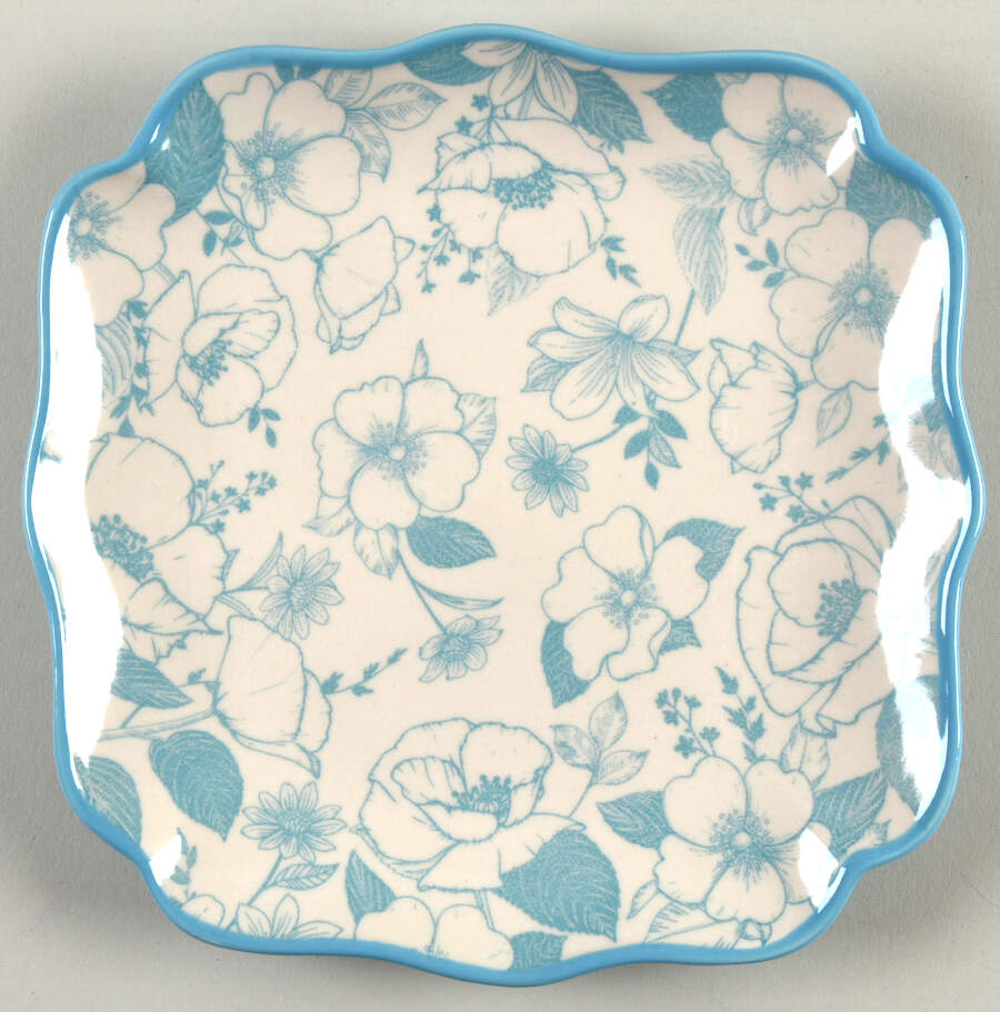 Garden Blossom Blue Square Salad Plate by Pfaltzgraff-1