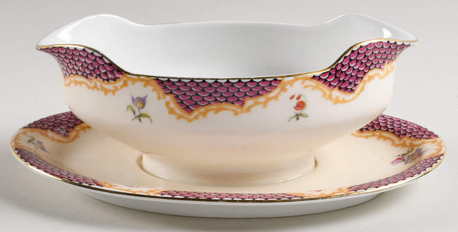 PHE66 Gravy Boat with Attached Underplate by Phoenix (Czech)-1