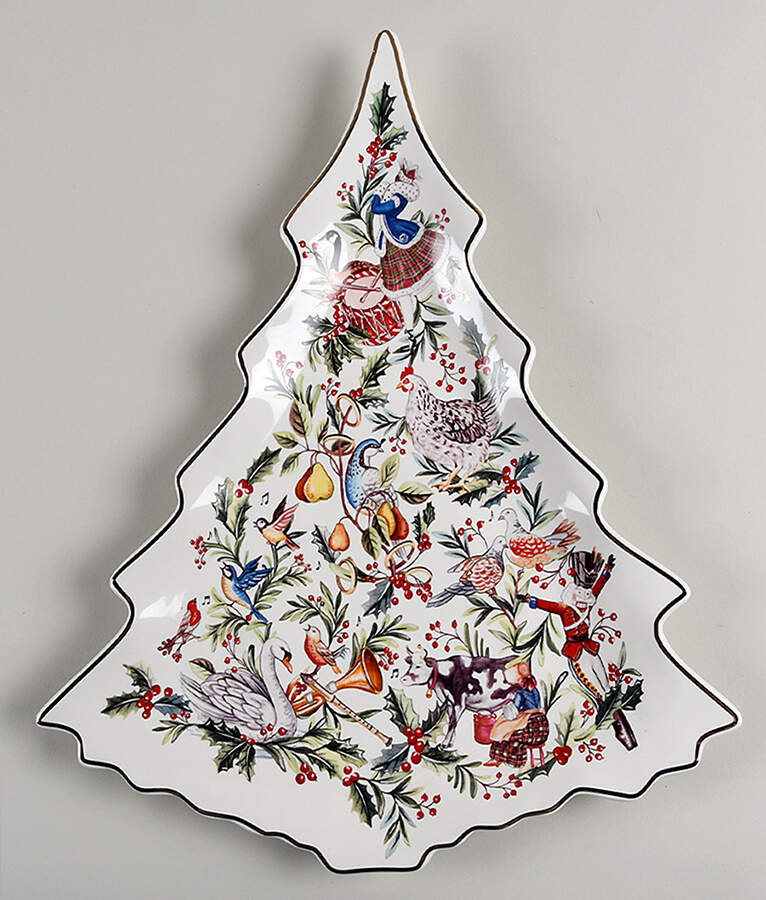12 Days of Christmas 16" Tree Shaped Platter by Pottery Barn China-1