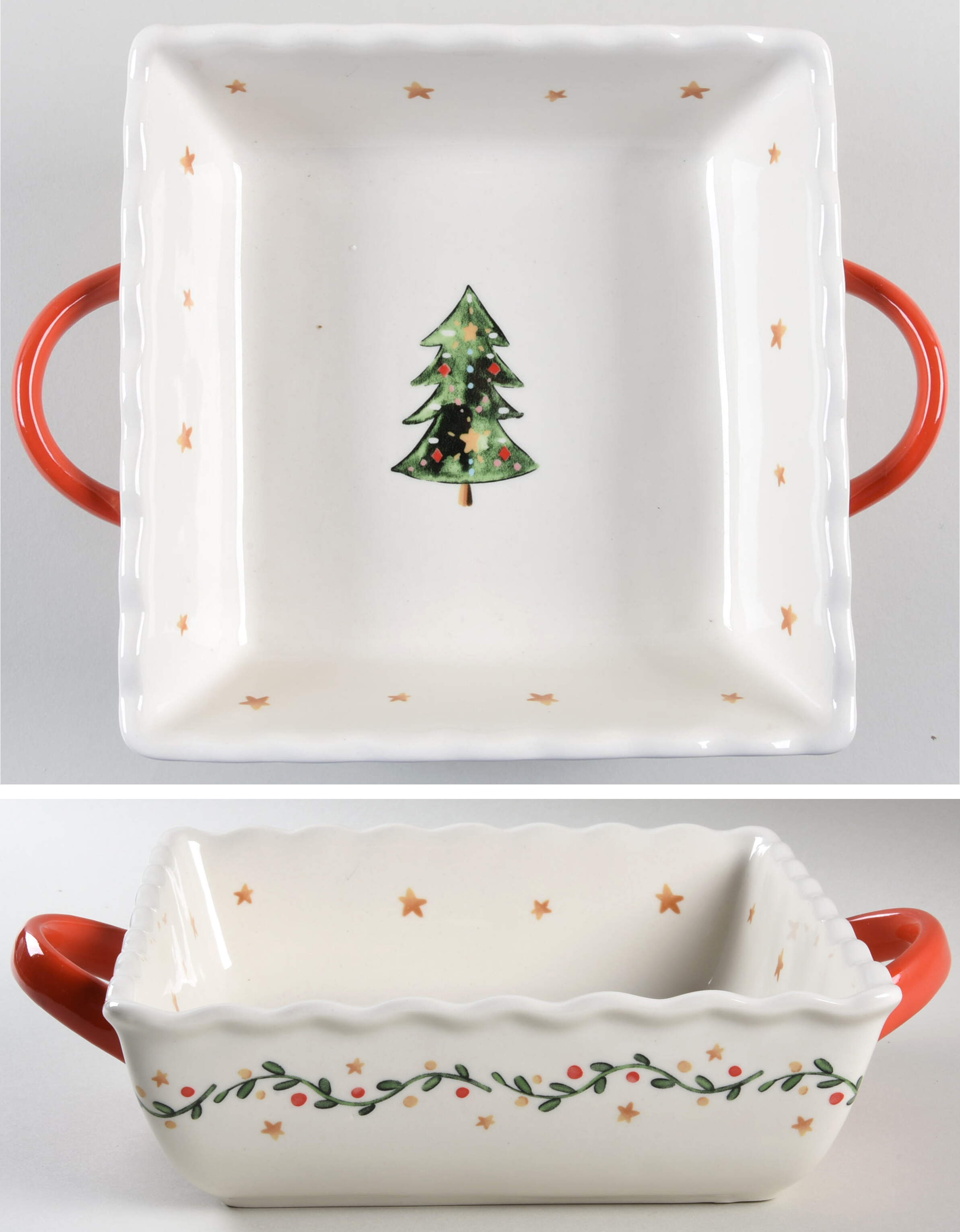 Vintage Christmas 8" Square Baker by Potter's Studio-1