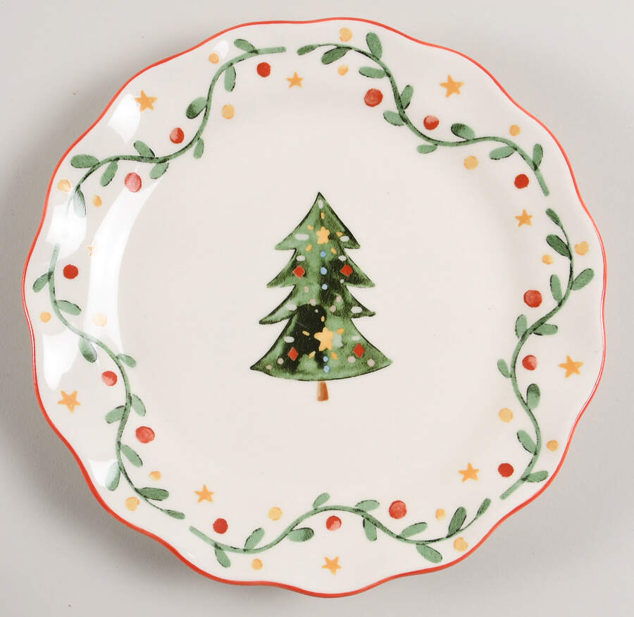 Vintage Christmas Salad/Dessert Plate by Potter's Studio-1
