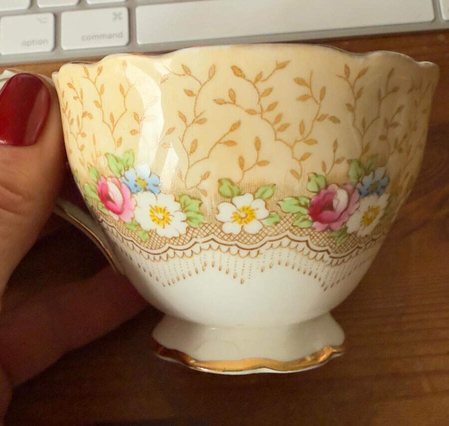 Damask Rose Footed Cup by Paragon-1