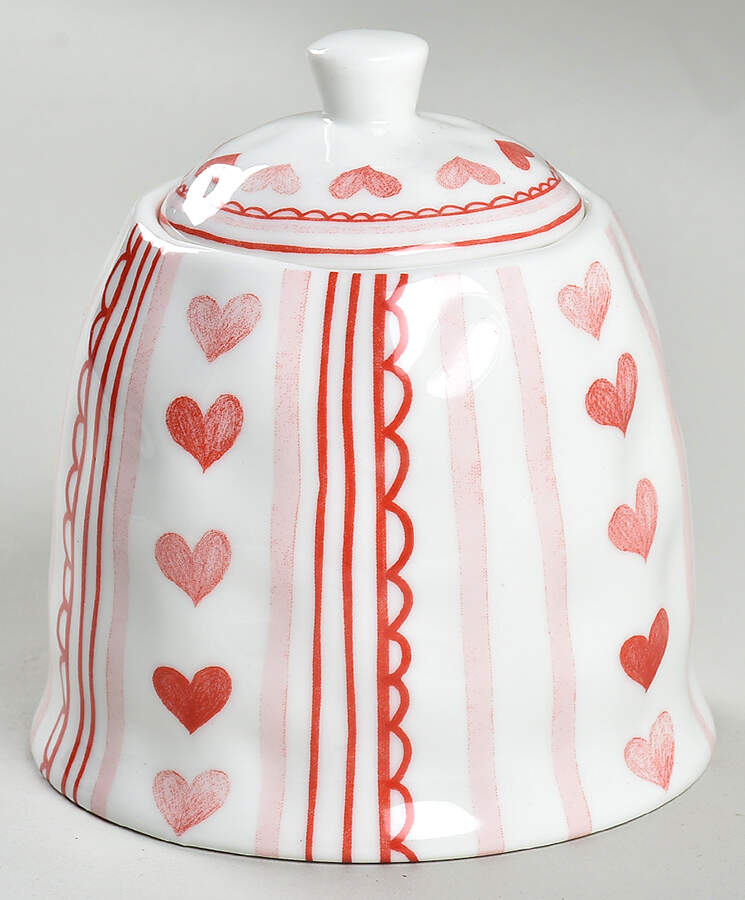 Pink Heart Sugar Bowl & Lid by Potter's Studio-1