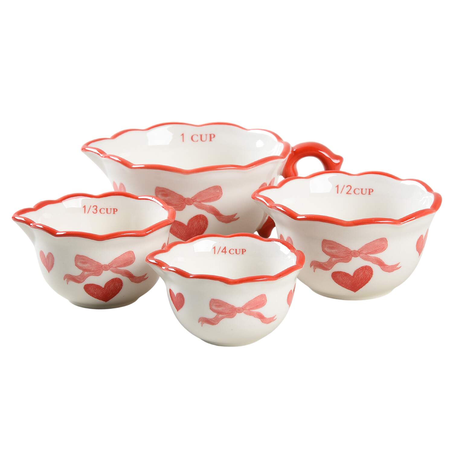 Pink Heart (4 Piece) Measuring Cup Set with Spouts by Potter's Studio-1