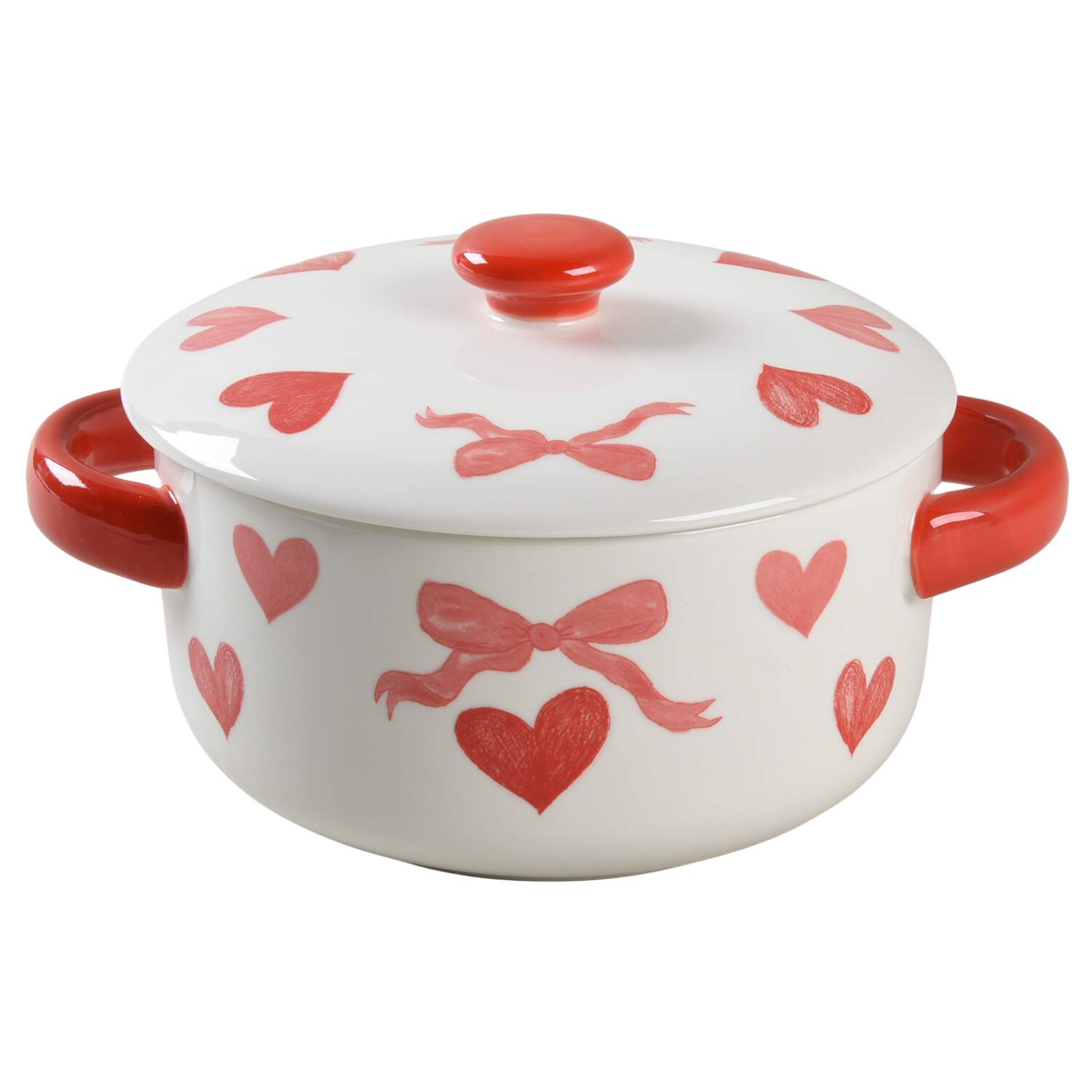 Pink Heart Individual Casserole & Lid by Potter's Studio-1