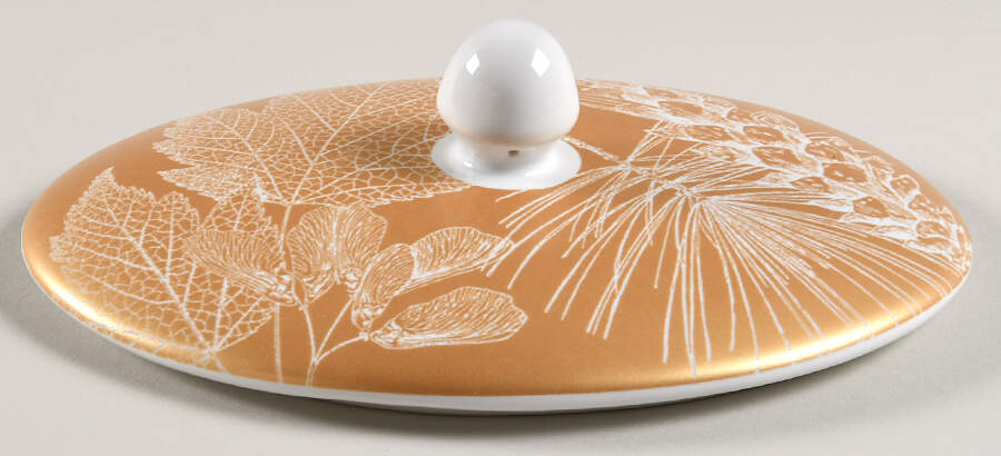 Golden Foliage Lid for Oval Vegetable by 222 Fifth (PTS)-1