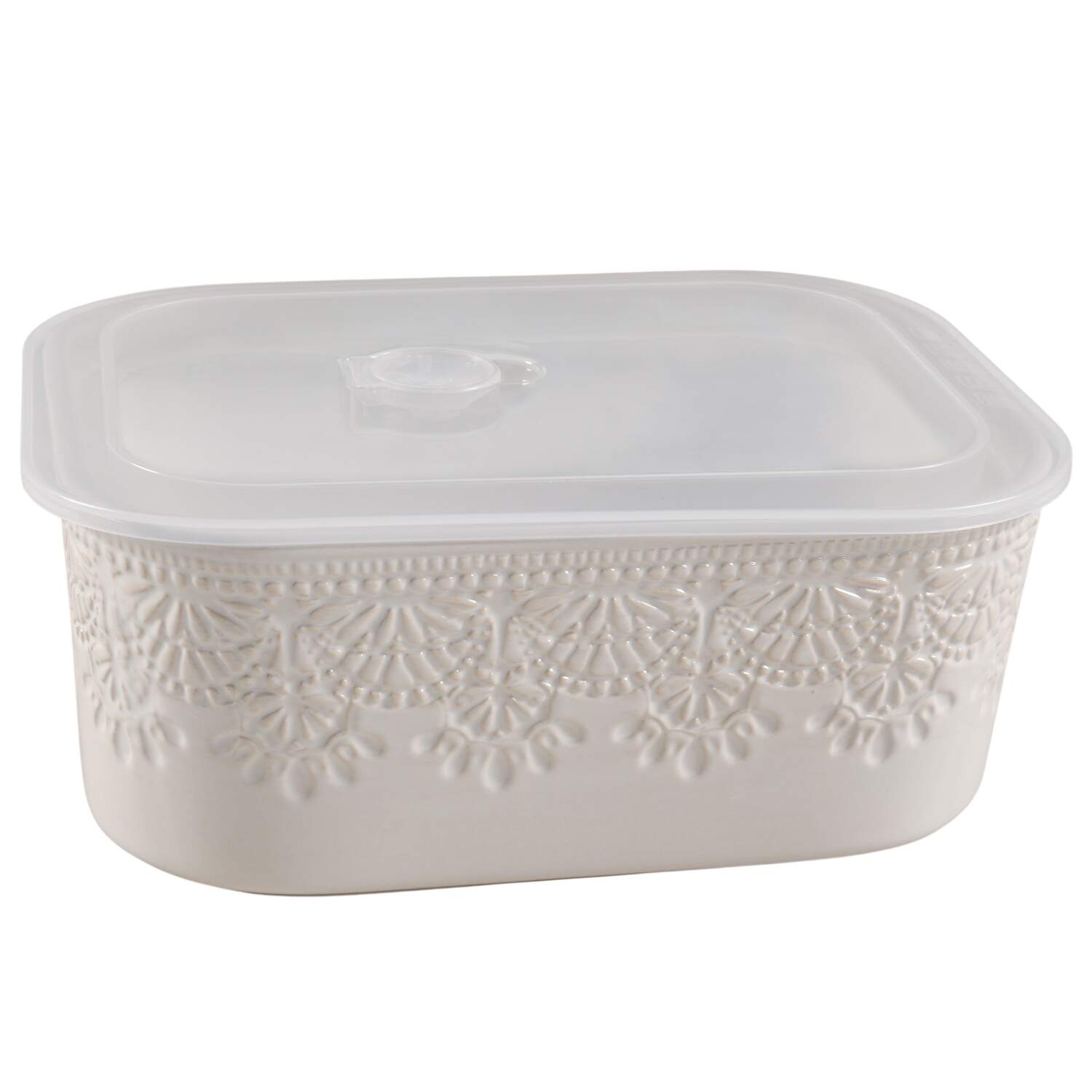 Vintage Lace 8" Rectangular Baker & Plastic Lid by Pioneer Woman-1
