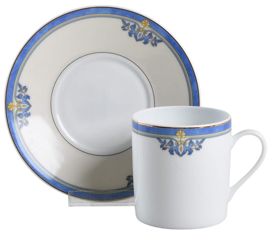 Derby Bleu Flat Cup & Saucer Set by Porcelaine de Limoges-1