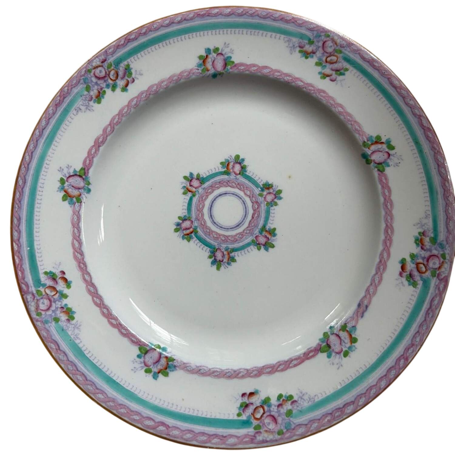 Cable Pink & Blue Dinner Plate by Pinder, Bourne & Co-1