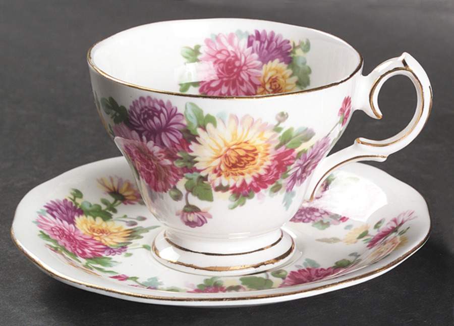 Autumn Glory Footed Cup & Saucer Set by Queen Anne (England)-1