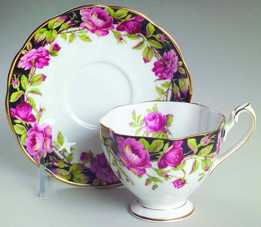Black Magic Footed Cup & Saucer Set by Queen Anne (England)-1