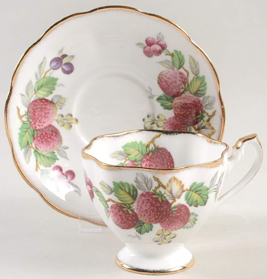 Fruit Series Footed Cup & Saucer Set by Queen Anne (England)-1