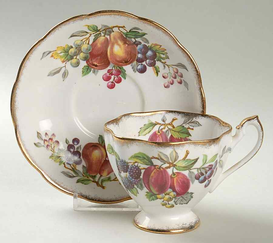 Fruit Series Footed Cup & Saucer Set by Queen Anne (England)-1