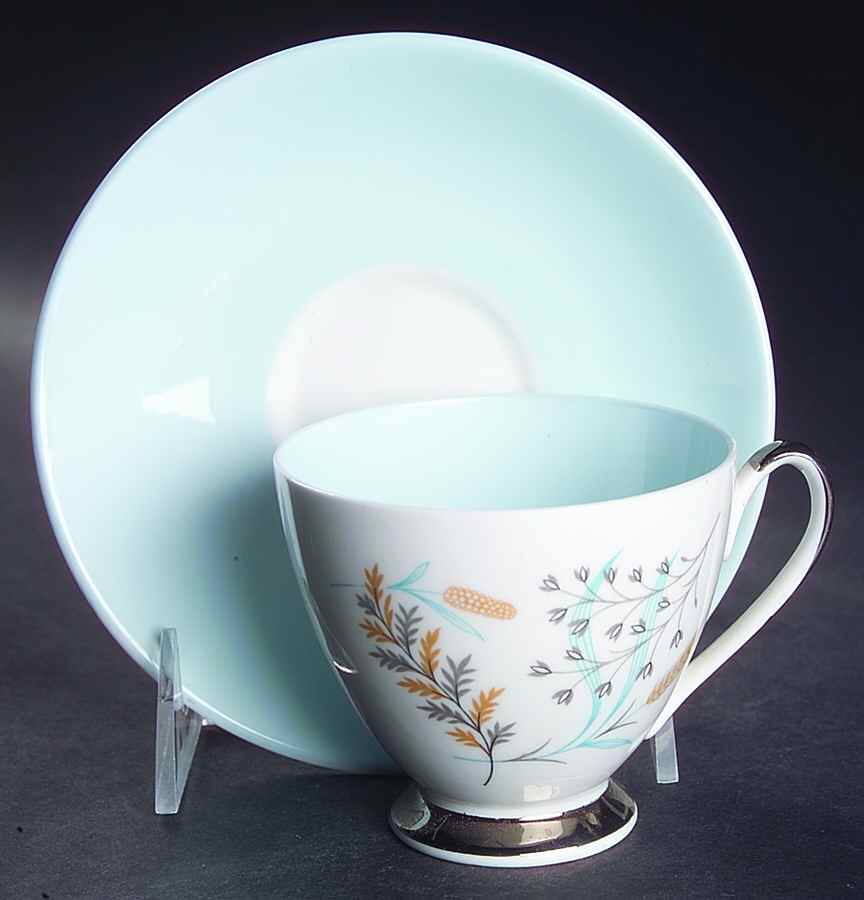 Glade Footed Cup & Saucer Set by Queen Anne (England)-1